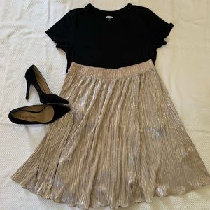 New York and Company Gold Midi Skirt